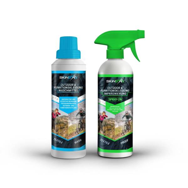 SkinStar Outdoor & Funktionskleidung Waschmittel + Spray-On Imprägnierung Doppelpack je 500ml