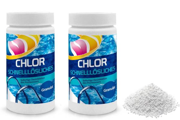 Chlorgranulat für Pool 2x1kg Schockchlorung Desinfektion Pflege für Schwimmbad